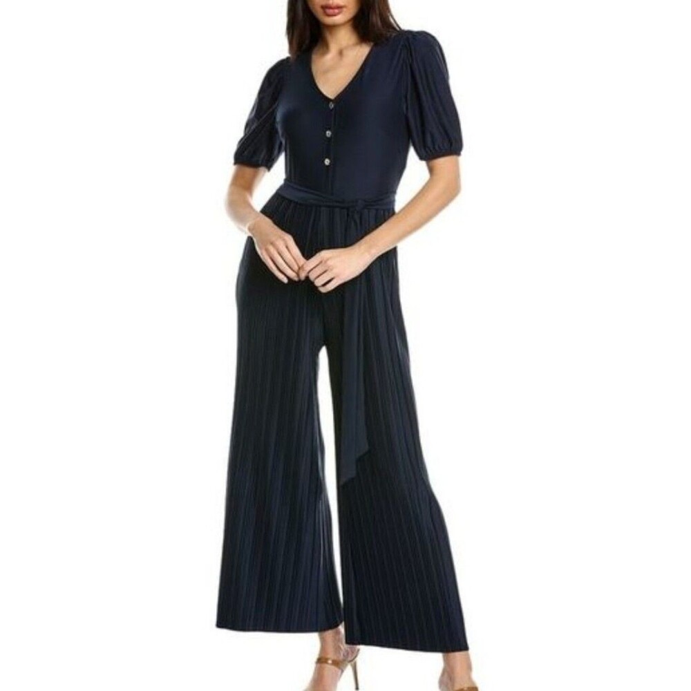 Nanette Nanette Lepore Lola Stretch Jumpsuit navy blue career classic size 12